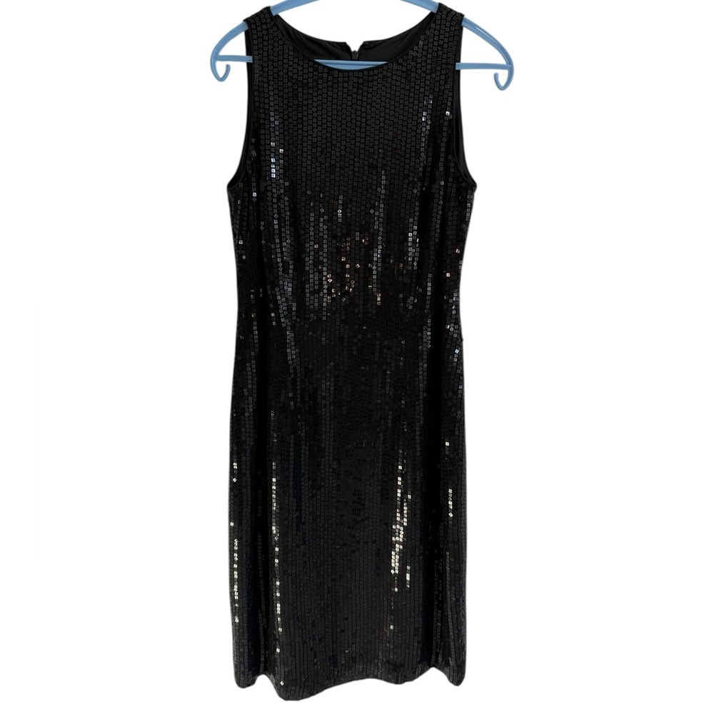 Vintage Silk Ralph Lauren Black Sequin Dress, Size 6